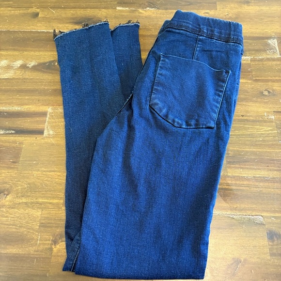 Free People Pull On Jeans Jeggings Skinny Raw Hem Dark Blue 26 Stretch Comfy - Picture 2 of 8